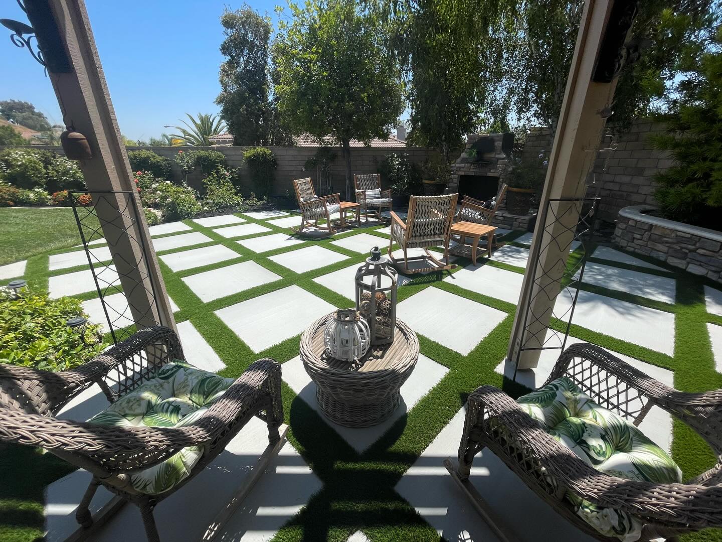 Emerald Meadows and Pavers in Corona,CA Custom Paved Patio, Green-R Turf Artificial Grass & Pavers