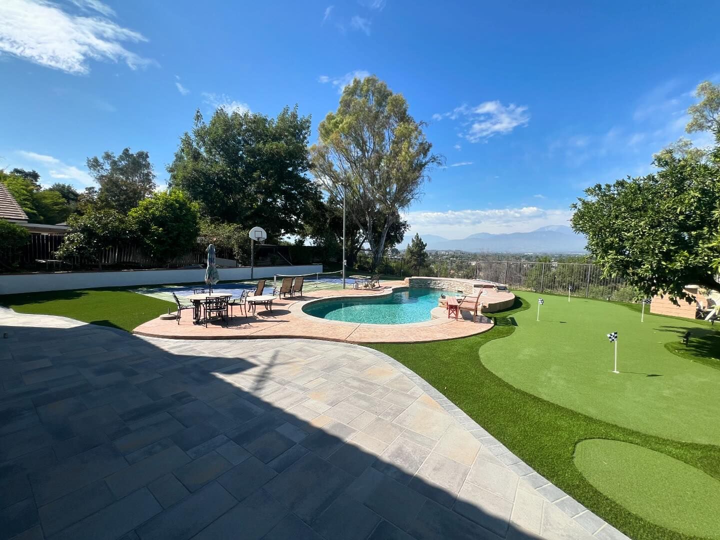 Pavers, Evergreen and Links Putt Putting Green Pomona CA Pool Deck Pavers, Green-R Turf Artificial Grass & Pavers, Corona