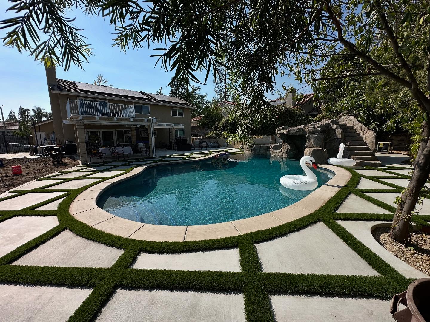 Concrete Pavers and Artificial Grass Strips for RV and Pool Deck Strips – Artificial Grass Around Pool, Green-R Turf Artificial Grass & Pavers